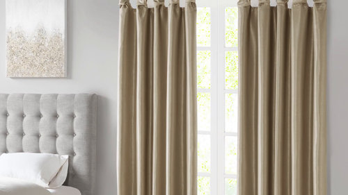 Rondo Faux Silk Twist Tab Total Blackout Window Curtain Panel